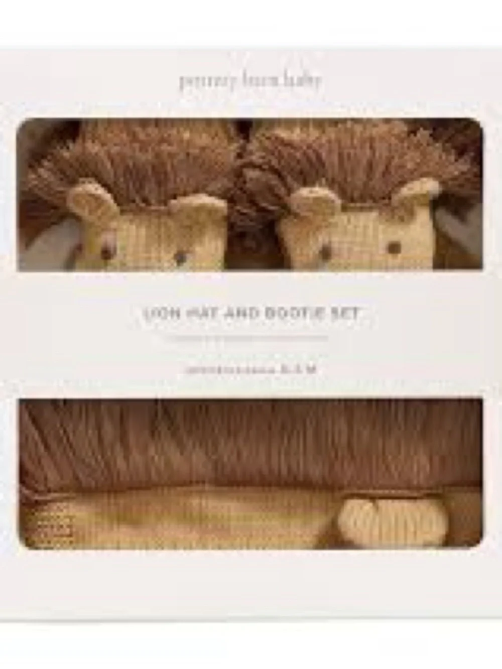 Pottery Barn Kids Lion Knit Baby Hat & Booties Set in Camel Sz 3-6 months BN